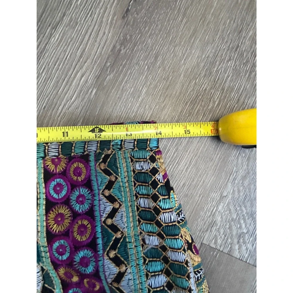 Vanessa Virginia Anthropologie Embroidered Pencil Skirt Black Multi Color US 4